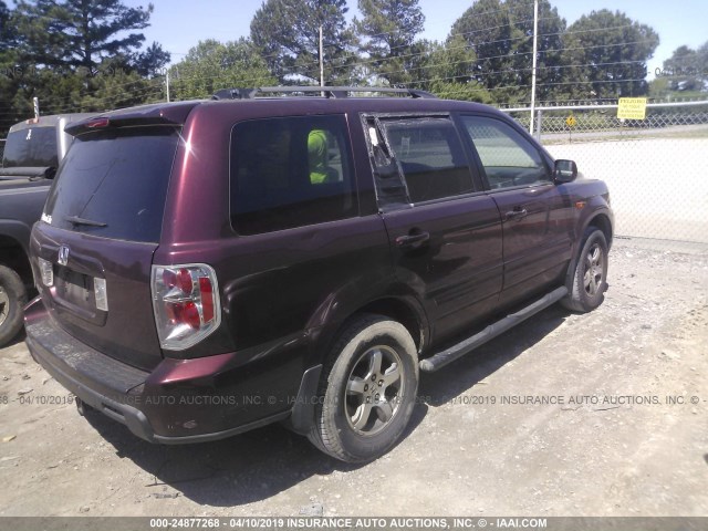 5FNYF28457B021393 - 2007 HONDA PILOT EX BURGUNDY photo 4