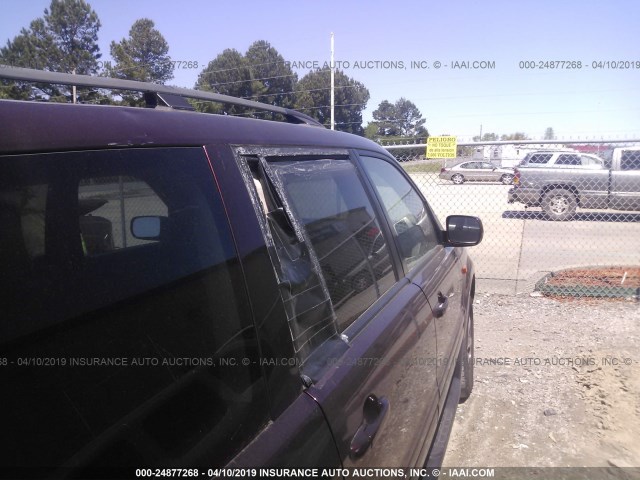 5FNYF28457B021393 - 2007 HONDA PILOT EX BURGUNDY photo 6