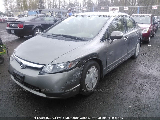 JHMFA36206S000836 - 2006 HONDA CIVIC HYBRID GRAY photo 2