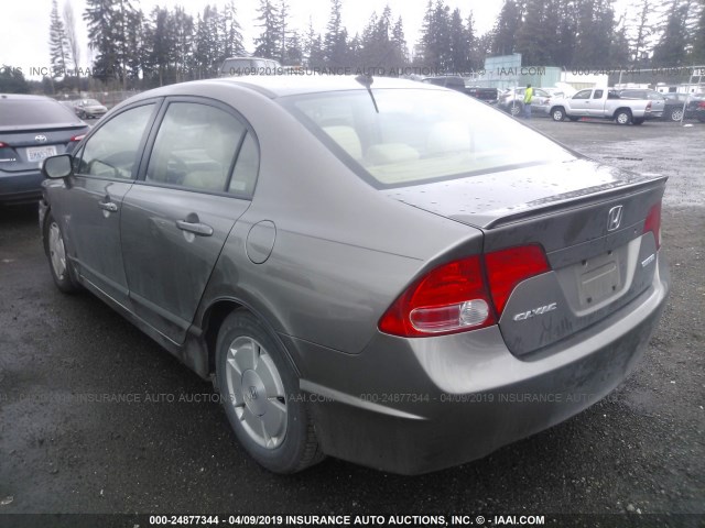 JHMFA36206S000836 - 2006 HONDA CIVIC HYBRID GRAY photo 3