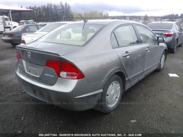 JHMFA36206S000836 - 2006 HONDA CIVIC HYBRID GRAY photo 4