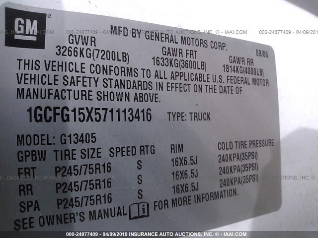 1GCFG15X431159832 - 2003 CHEVROLET EXPRESS G1500  WHITE photo 9