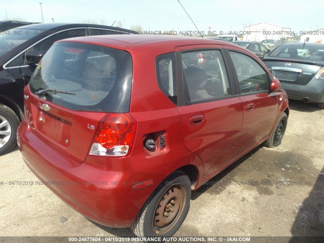 KL1TD66697B710178 - 2007 CHEVROLET AVEO LS RED photo 4