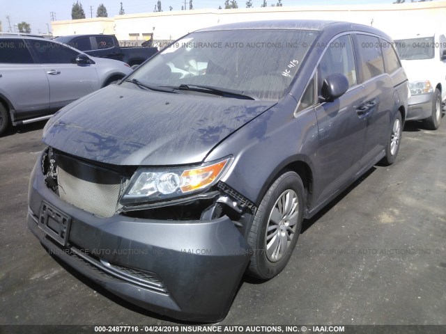 5FNRL5H26EB034714 - 2014 HONDA ODYSSEY LX GRAY photo 2