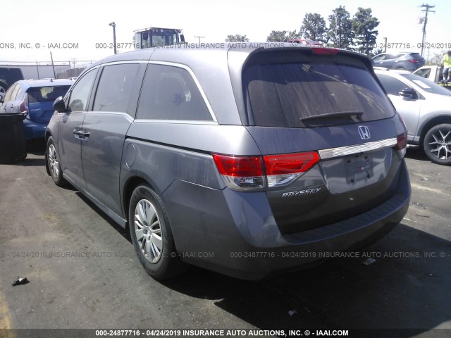 5FNRL5H26EB034714 - 2014 HONDA ODYSSEY LX GRAY photo 3