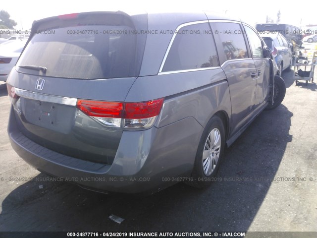 5FNRL5H26EB034714 - 2014 HONDA ODYSSEY LX GRAY photo 4