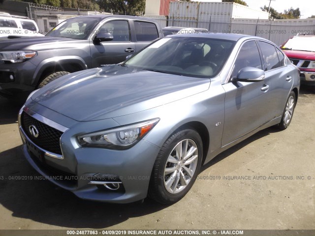 JN1CV7AP6GM203421 - 2016 INFINITI Q50 PREMIUM Light Blue photo 2