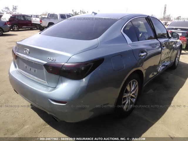 JN1CV7AP6GM203421 - 2016 INFINITI Q50 PREMIUM Light Blue photo 4