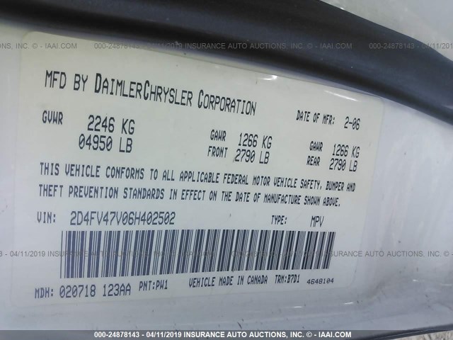 2D4FV47V06H402502 - 2006 DODGE MAGNUM SXT BLACK photo 9