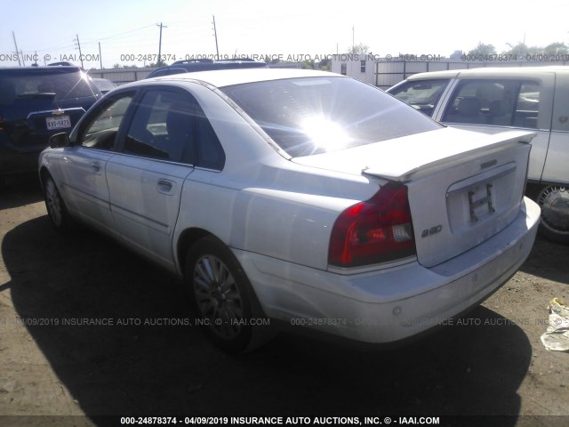 YV1TS592261436886 - 2006 VOLVO S80 2.5T WHITE photo 3