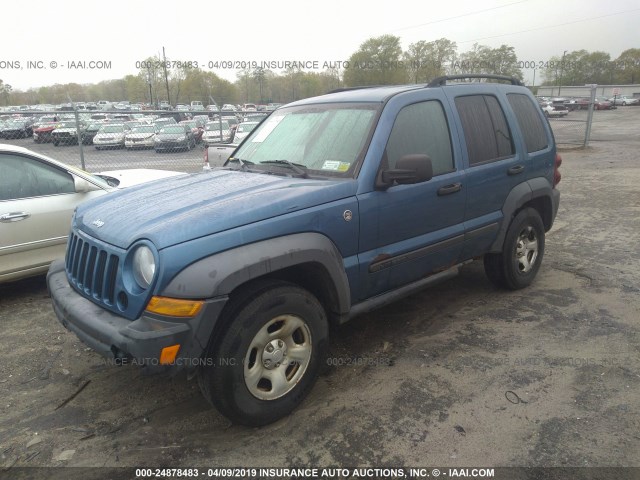 1J4GL48K16W255663 - 2006 JEEP LIBERTY SPORT BLUE photo 2