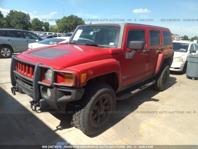 5GTDN13E278247329 - 2007 HUMMER H3 RED photo 2