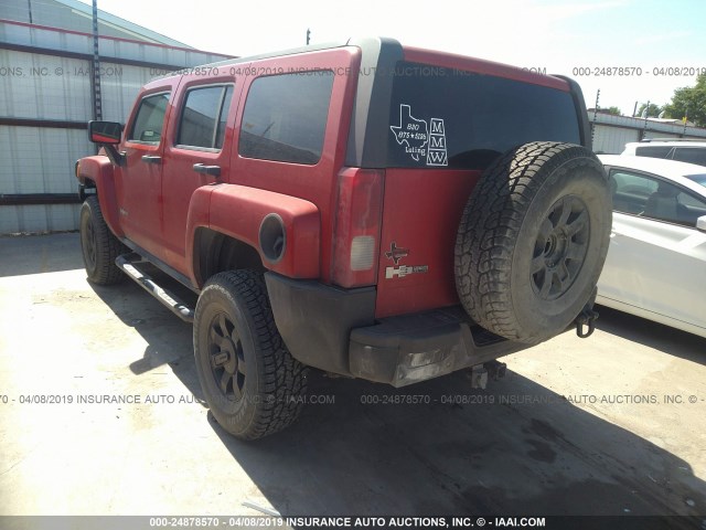 5GTDN13E278247329 - 2007 HUMMER H3 RED photo 3