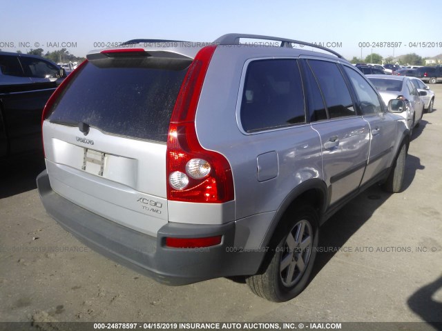 YV1CZ91H041081586 - 2004 VOLVO XC90 T6 SILVER photo 4