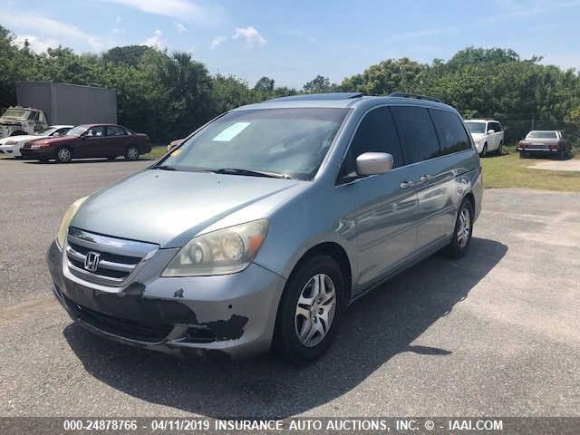 5FNRL38665B103456 - 2005 HONDA ODYSSEY EXL BLUE photo 2