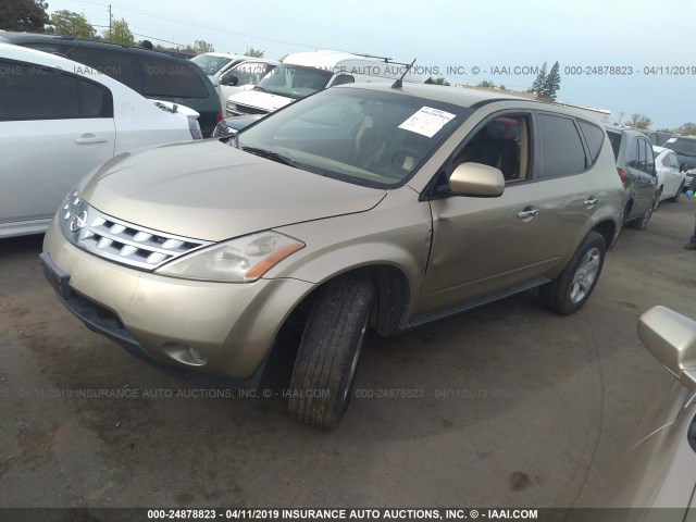 JN8AZ08W55W414564 - 2005 NISSAN MURANO SL/SE/S GOLD photo 2