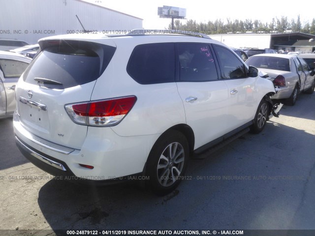 5N1AR2MN7FC722001 - 2015 NISSAN PATHFINDER S/SV/SL/PLATINUM WHITE photo 4