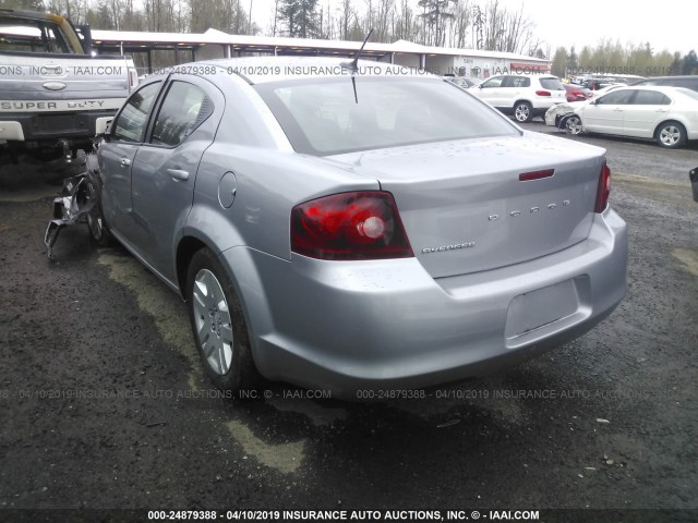 1C3CDZAB6EN130028 - 2014 DODGE AVENGER SE SILVER photo 3