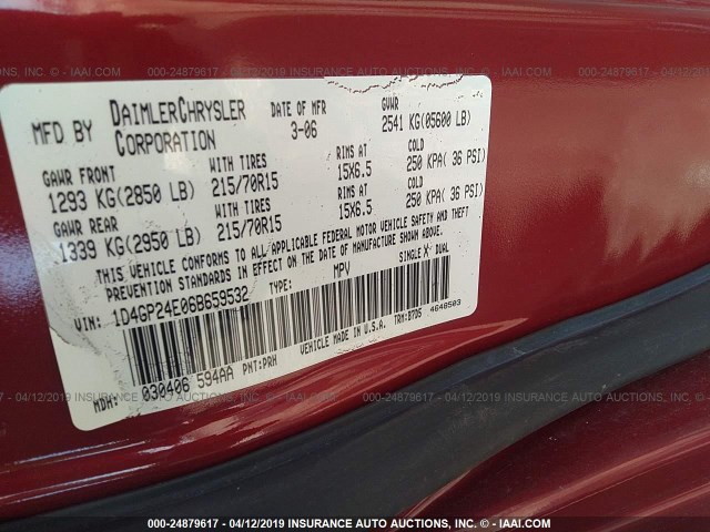 1D4GP24E06B659532 - 2006 DODGE GRAND CARAVAN SE RED photo 9