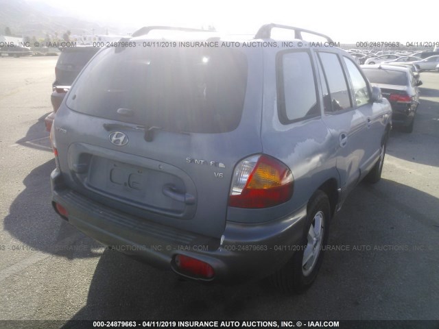 KM8SC13D72U321304 - 2002 HYUNDAI SANTA FE GLS/LX BLUE photo 4