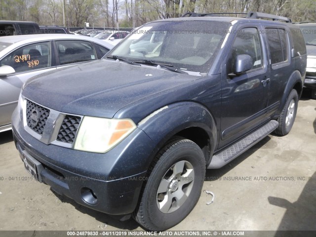 5N1AR18W76C625748 - 2006 NISSAN PATHFINDER LE/SE/XE BLUE photo 2