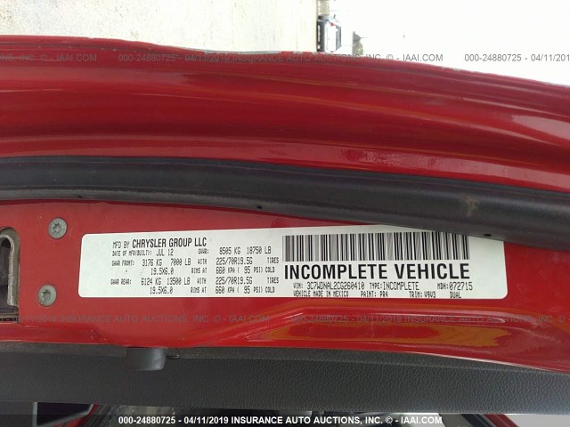 3C7WDNAL2CG260410 - 2012 DODGE RAM 5500 ST/SLT RED photo 9