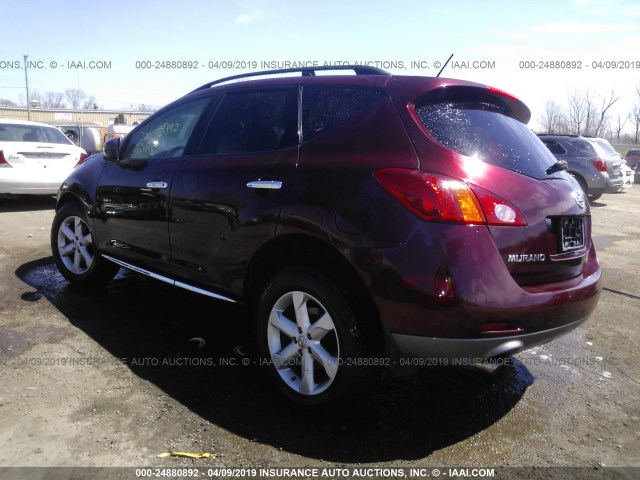 JN8AZ18UX9W015076 - 2009 NISSAN MURANO S/SL BURGUNDY photo 3