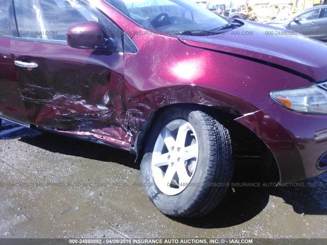 JN8AZ18UX9W015076 - 2009 NISSAN MURANO S/SL BURGUNDY photo 6