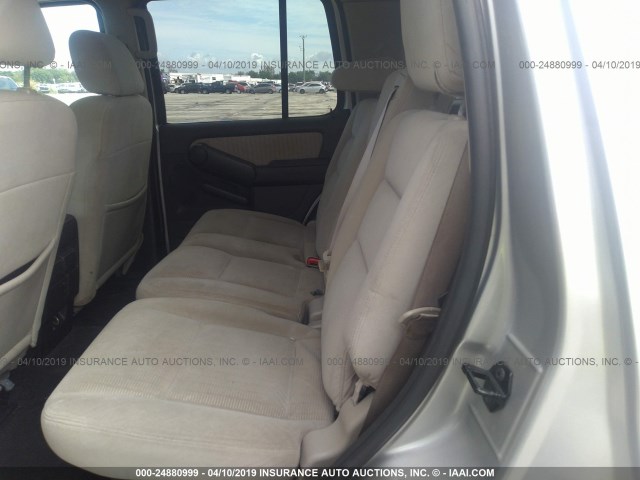 1FMEU63E98UB32890 - 2008 FORD EXPLORER XLT SILVER photo 8