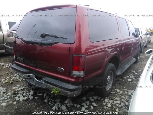 1FMNU40L7YEA38508 - 2000 FORD EXCURSION XLT BURGUNDY photo 4