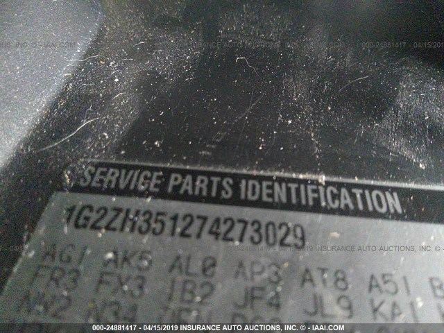 1G2ZH351274273029 - 2007 PONTIAC G6 GT BLACK photo 9