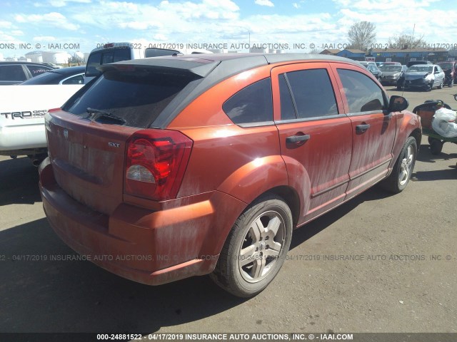 1B3HB48B17D127788 - 2007 DODGE CALIBER SXT ORANGE photo 4