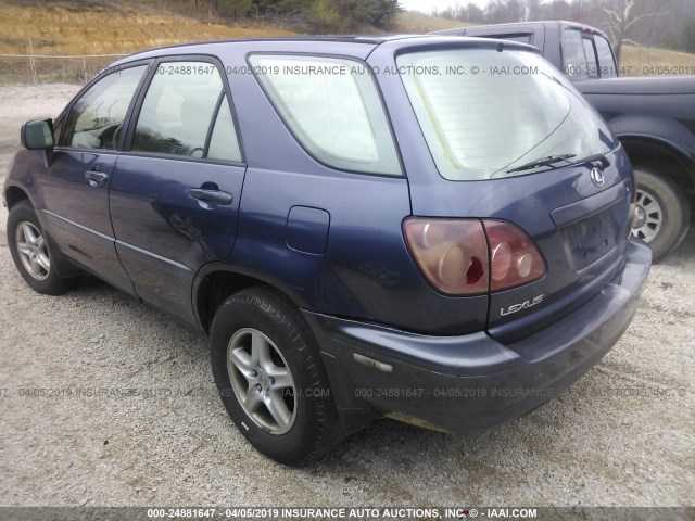 JT6HF10U0X0013679 - 1999 LEXUS RX 300 BLUE photo 3