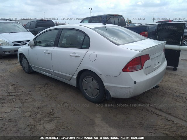 JHMFA36296S018364 - 2006 HONDA CIVIC HYBRID WHITE photo 3