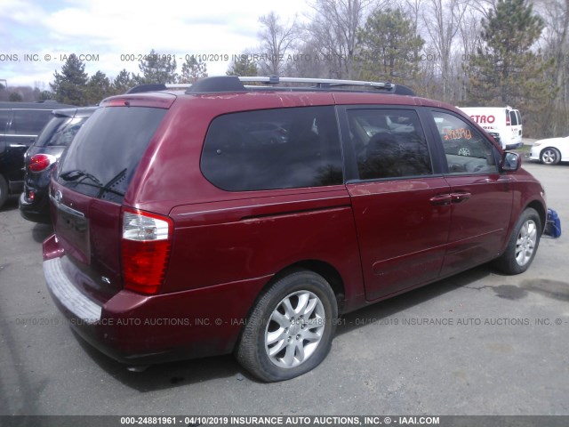 KNDMB233676121748 - 2007 KIA SEDONA EX/LX RED photo 4