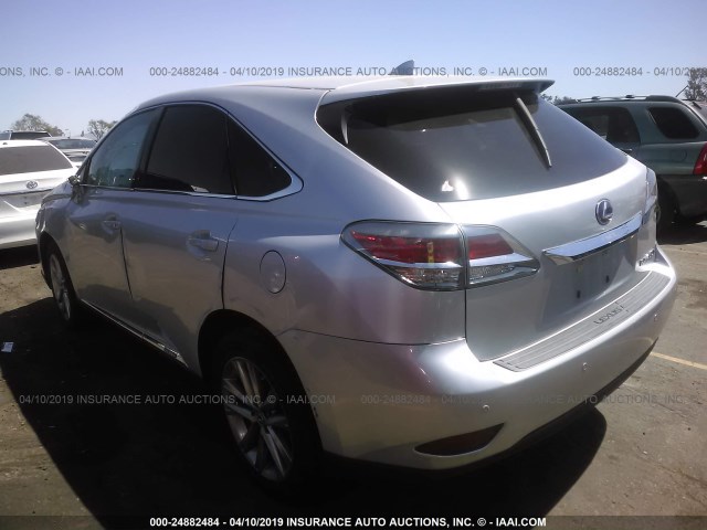 2T2ZB1BA1FC004520 - 2015 LEXUS RX 450H SILVER photo 3