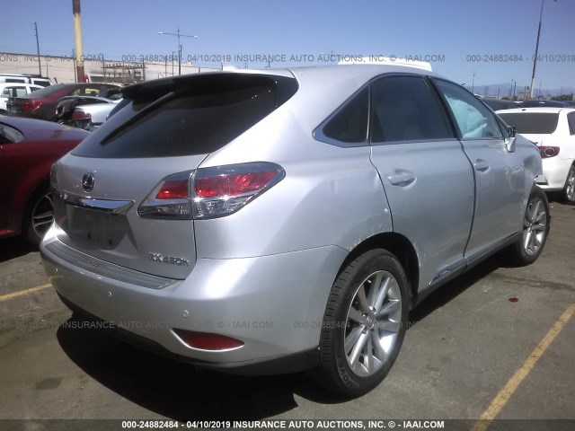 2T2ZB1BA1FC004520 - 2015 LEXUS RX 450H SILVER photo 4