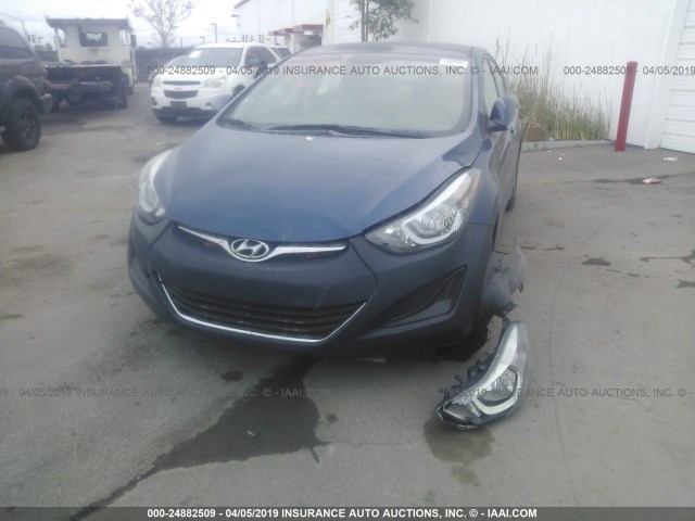 KMHDH4AE8FU304119 - 2015 HYUNDAI ELANTRA SE/SPORT/LIMITED BLUE photo 6