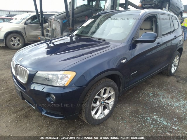5UXWX7C56BL732560 - 2011 BMW X3 XDRIVE35I BLUE photo 2