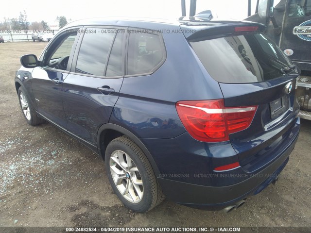 5UXWX7C56BL732560 - 2011 BMW X3 XDRIVE35I BLUE photo 3