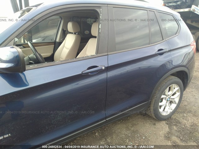 5UXWX7C56BL732560 - 2011 BMW X3 XDRIVE35I BLUE photo 6