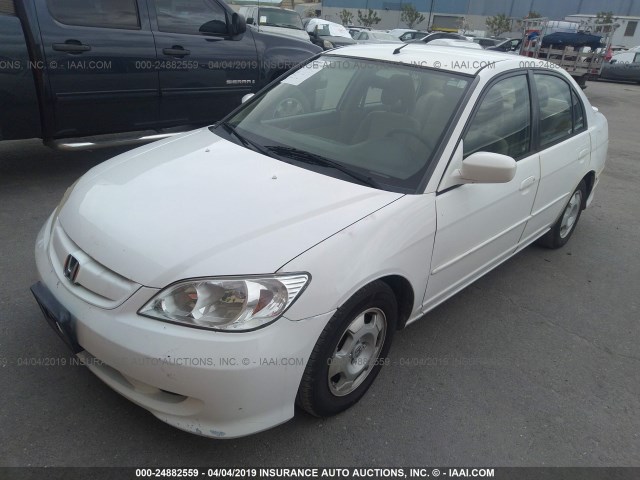 JHMES96635S010824 - 2005 HONDA CIVIC HYBRID WHITE photo 2