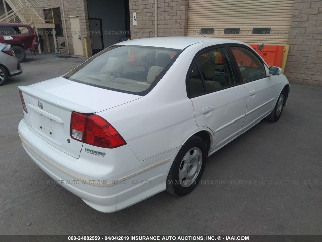 JHMES96635S010824 - 2005 HONDA CIVIC HYBRID WHITE photo 4