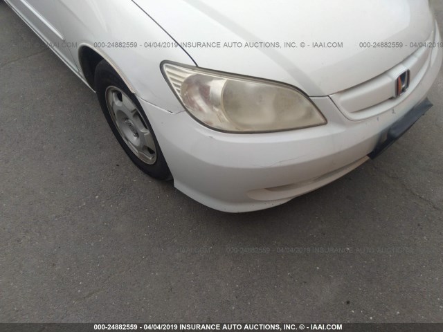 JHMES96635S010824 - 2005 HONDA CIVIC HYBRID WHITE photo 6