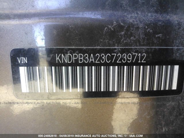 KNDPB3A23C7239712 - 2012 KIA SPORTAGE LX BLACK photo 9