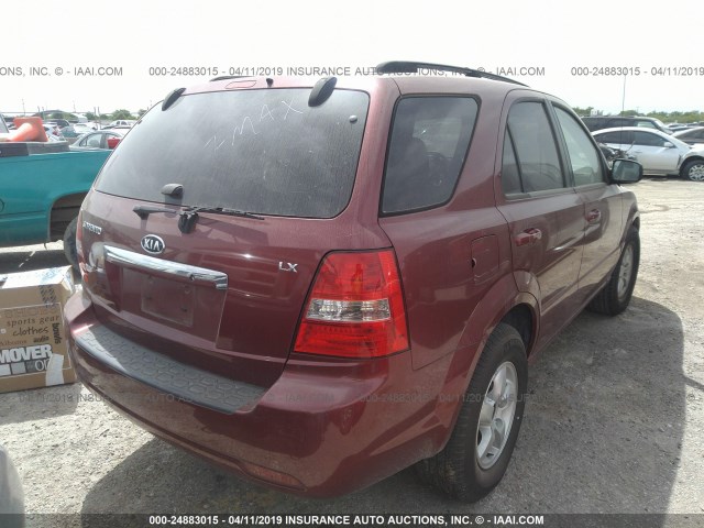 KNDJD735385777201 - 2008 KIA SORENTO EX/LX MAROON photo 4