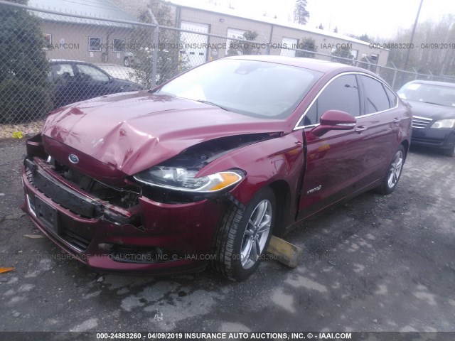 3FA6P0RU6FR220270 - 2015 FORD FUSION TITANIUM HEV RED photo 2