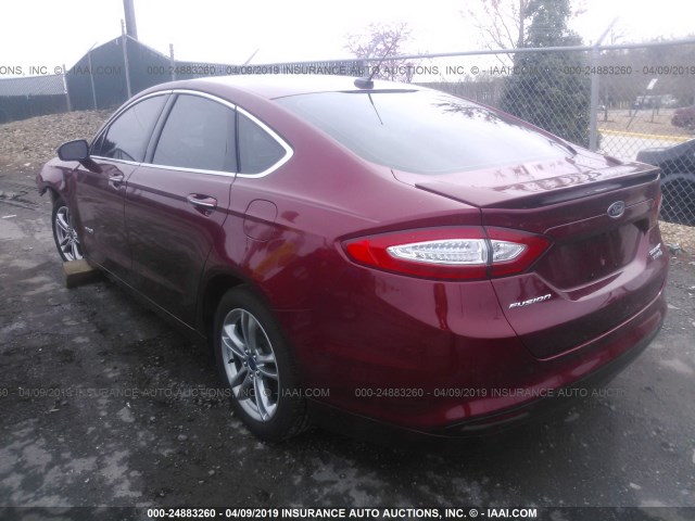 3FA6P0RU6FR220270 - 2015 FORD FUSION TITANIUM HEV RED photo 3