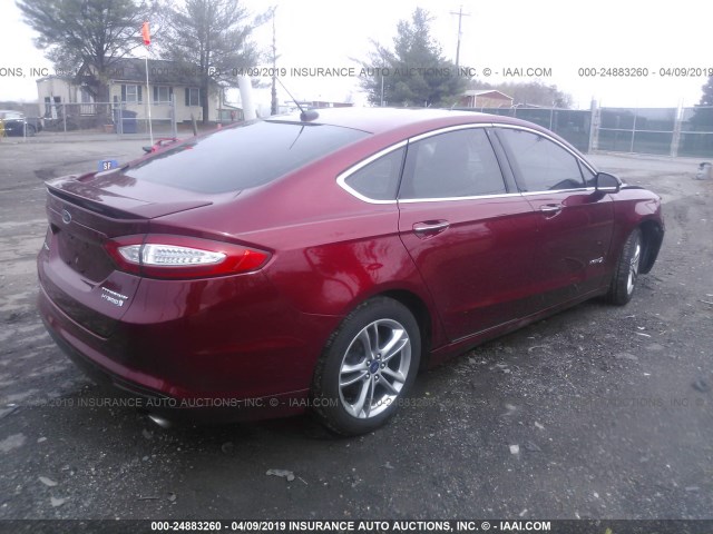 3FA6P0RU6FR220270 - 2015 FORD FUSION TITANIUM HEV RED photo 4