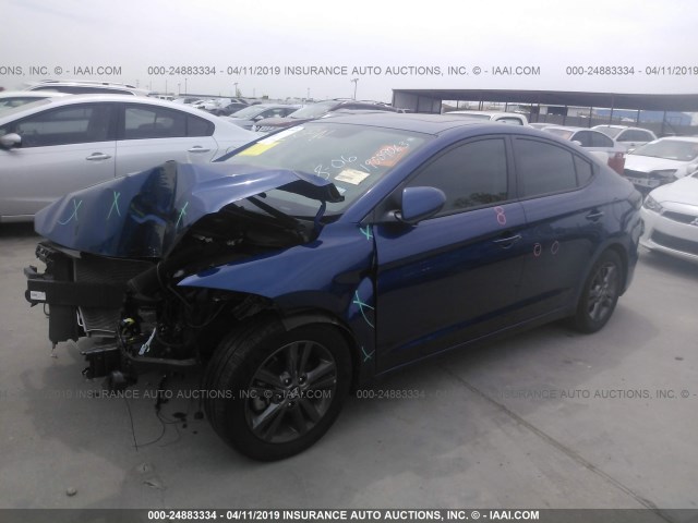 5NPD84LFXJH287224 - 2018 HYUNDAI ELANTRA SEL/VALUE/LIMITED BLUE photo 2